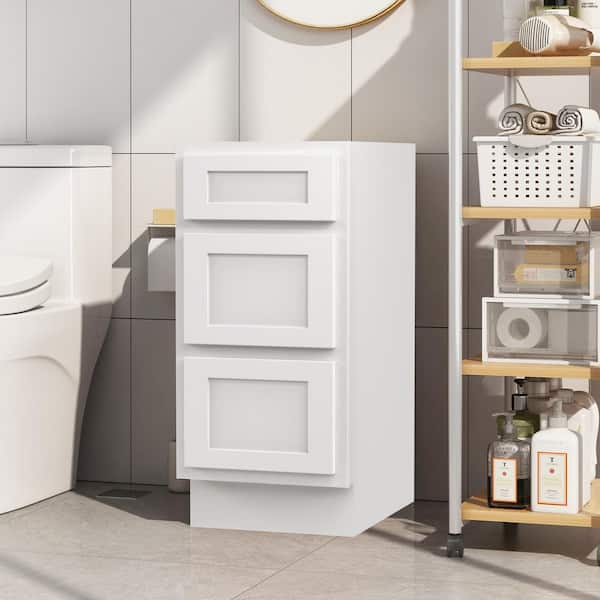 Vanity Art 15 Inch Bathroom Vanity Small Base Cabinet with 3 Soft Closing  Shaker Drawers, Strudy Floor Mount Cabinets for Storage Shaving, Washroom  Accessories, VA4015-3S 