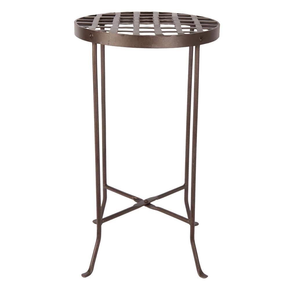 Bronze Wrought Iron Round Plant Stand, 24.75" High