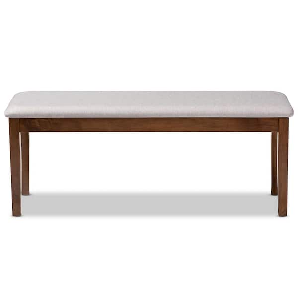 Baxton Studio Teresa Grey and Walnut Fabric Dining Bench