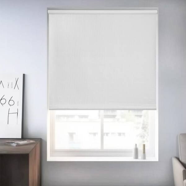 Chicology White Textured Cordless Blackout Privacy Vinyl Roller Shade 38.5 in. W x 64 in. L