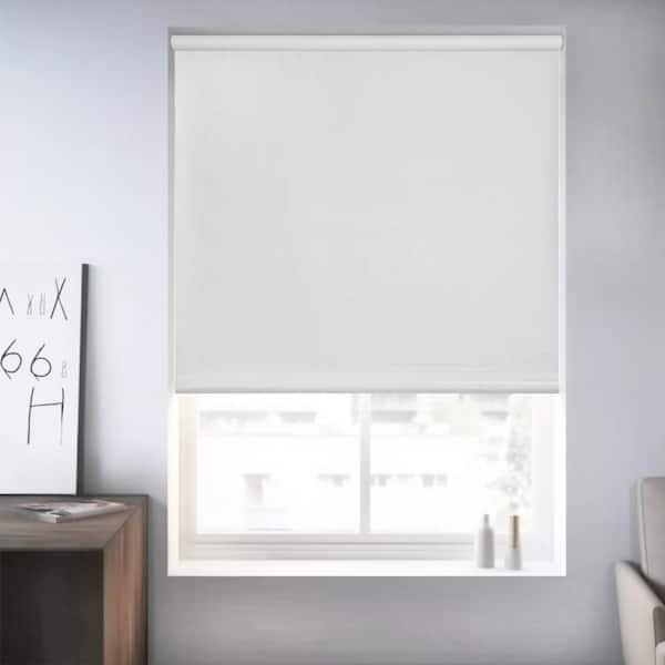 Chicology White Textured Cordless Blackout Privacy Vinyl Roller Shade 69.5 in. W x 64 in. L