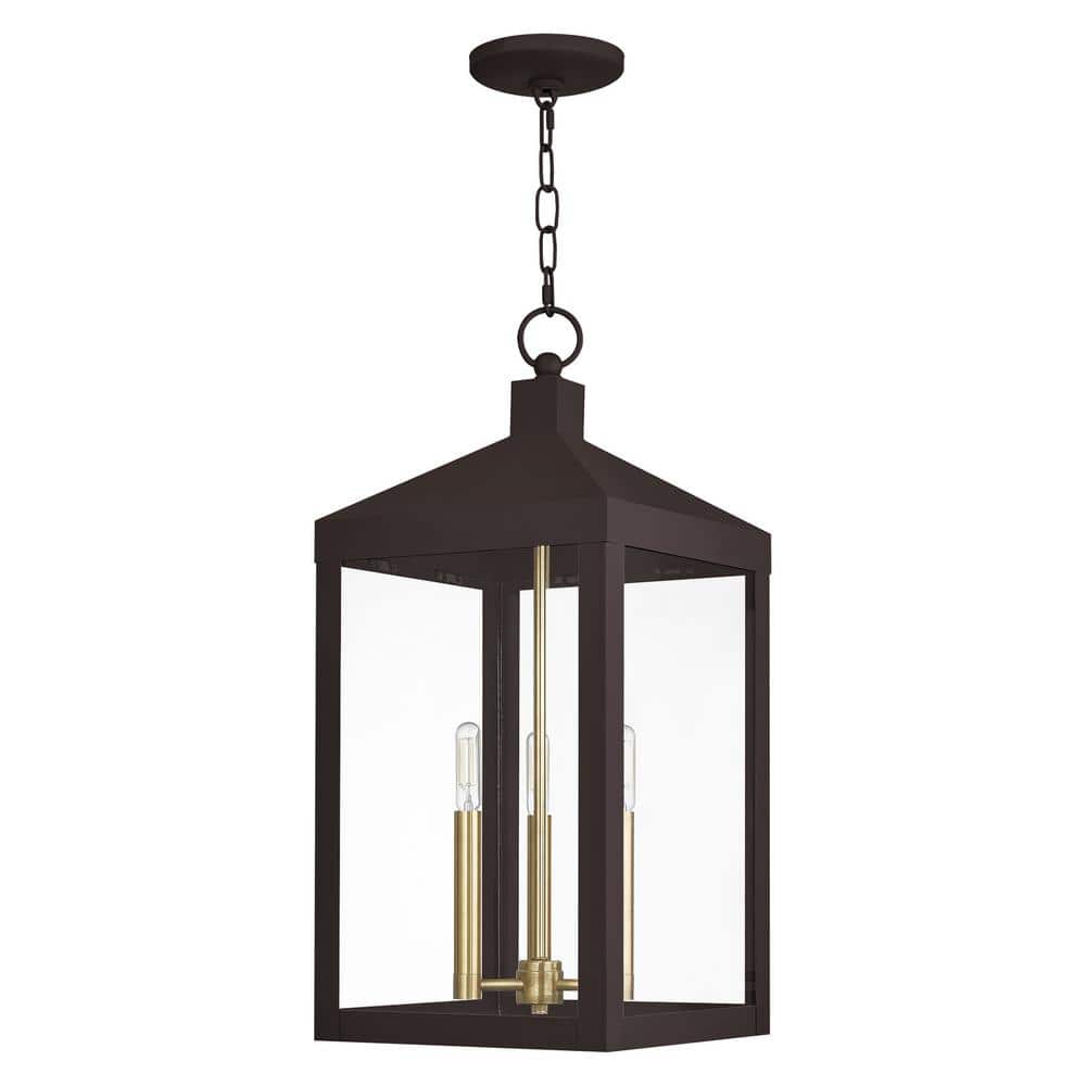 Nyack Bronze 3-Light Outdoor Pendant Lantern