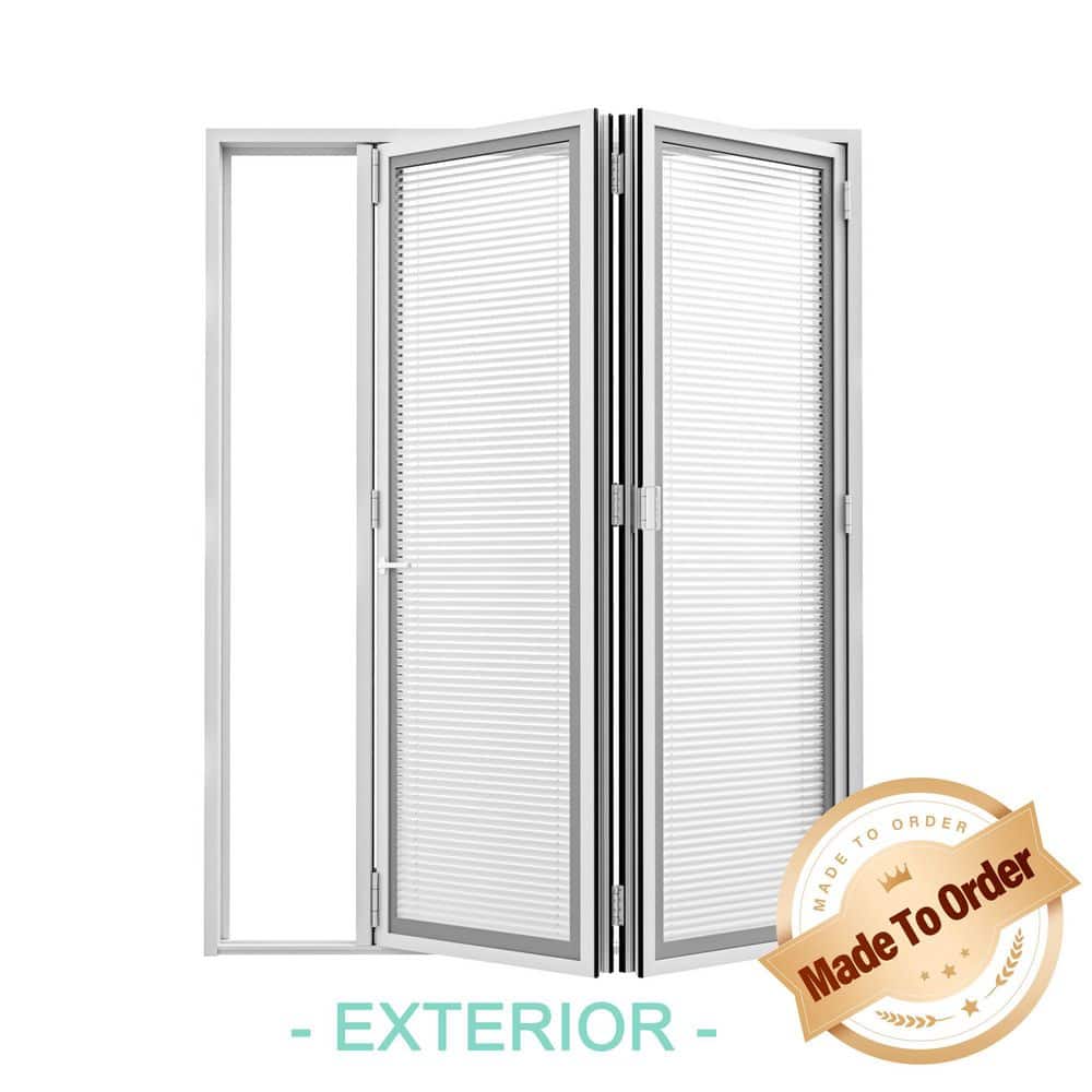 72 in. x 80 in. Right Swing/Outswing Double Tempered Glass White Louver Aluminum Folding Patio Door price history on PriceWatchPro