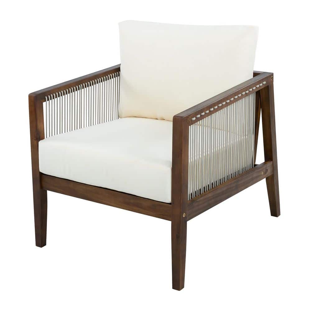 Nydia Beige+Dark Brown Polyester Upholstered Outdoor Patio Club Chair with Rope Back (Set of 1) price history on PriceWatchPro