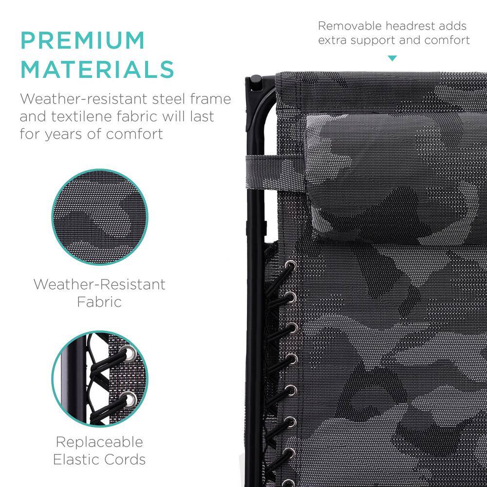 Camouflage Folding Zero Gravity Outdoor Recliner with Canopy and Tray