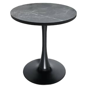 Bristol 27 in. Round Dining Table with MDF Wood Tabletop in Black Iron Pedestal Base 4-Seater, (Black)