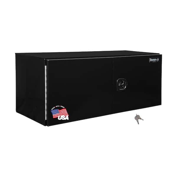 BUYERS PRODUCTS 24 in. x 24 in. x 30 in. Black Smooth Aluminum Underbody Truck Tool Box with Barn Door