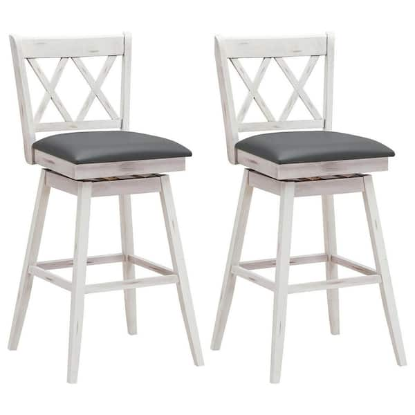 Gymax Set of 2 42.5 in. Barstools Swivel Bar Height Chairs with