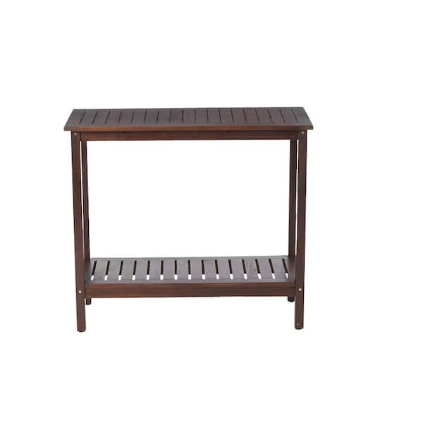 Unbranded 42 x 18 in. Outdoor Potting Bench Wooden Workstation for Garden Balcony Garage, Acacia Console Potting Table Brown