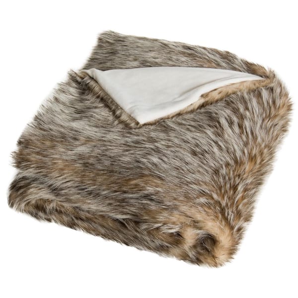 SAFAVIEH Dusty Fur 50 in. x 60 in. Gray Throw Blanket THR723A-5060 ...