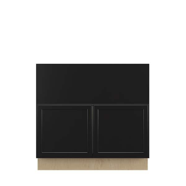 Unbranded Belle Haven Recessed 36 in. W x 34.5 in. H x 24 in. D in Driftwood Plywood Assembled Farm Sink Base Cabinet