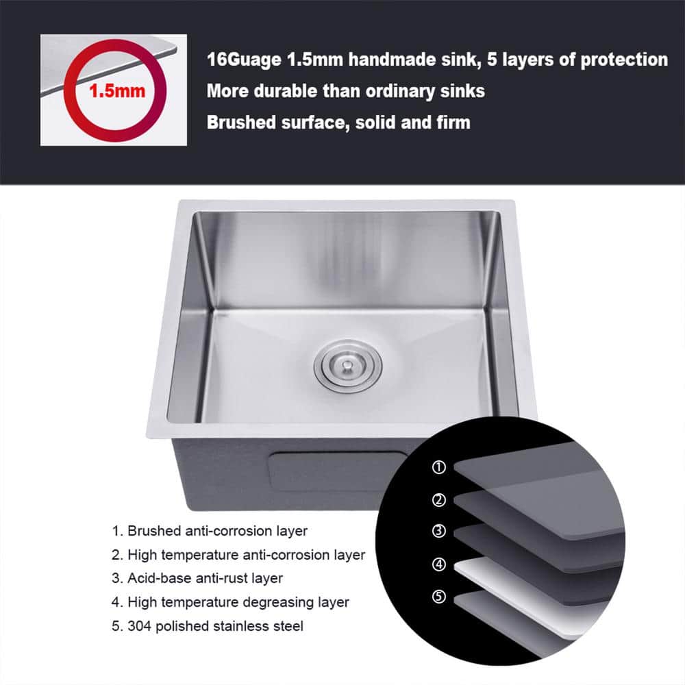 23'' Stainless Steel Undermount Single Bowl Kitchen Sink