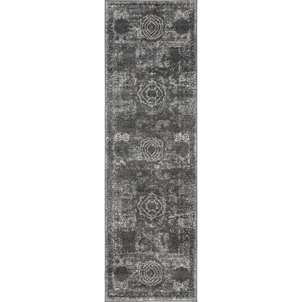 Unique Loom Bromley Wells Dark Gray 2' 0 x 6' 9 Area Rug