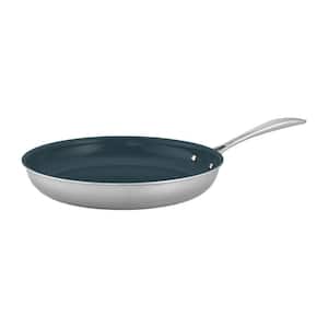 Clad CFX 12 in. Stainless Steel Ceramic Nonstick Frying Pan in Silver