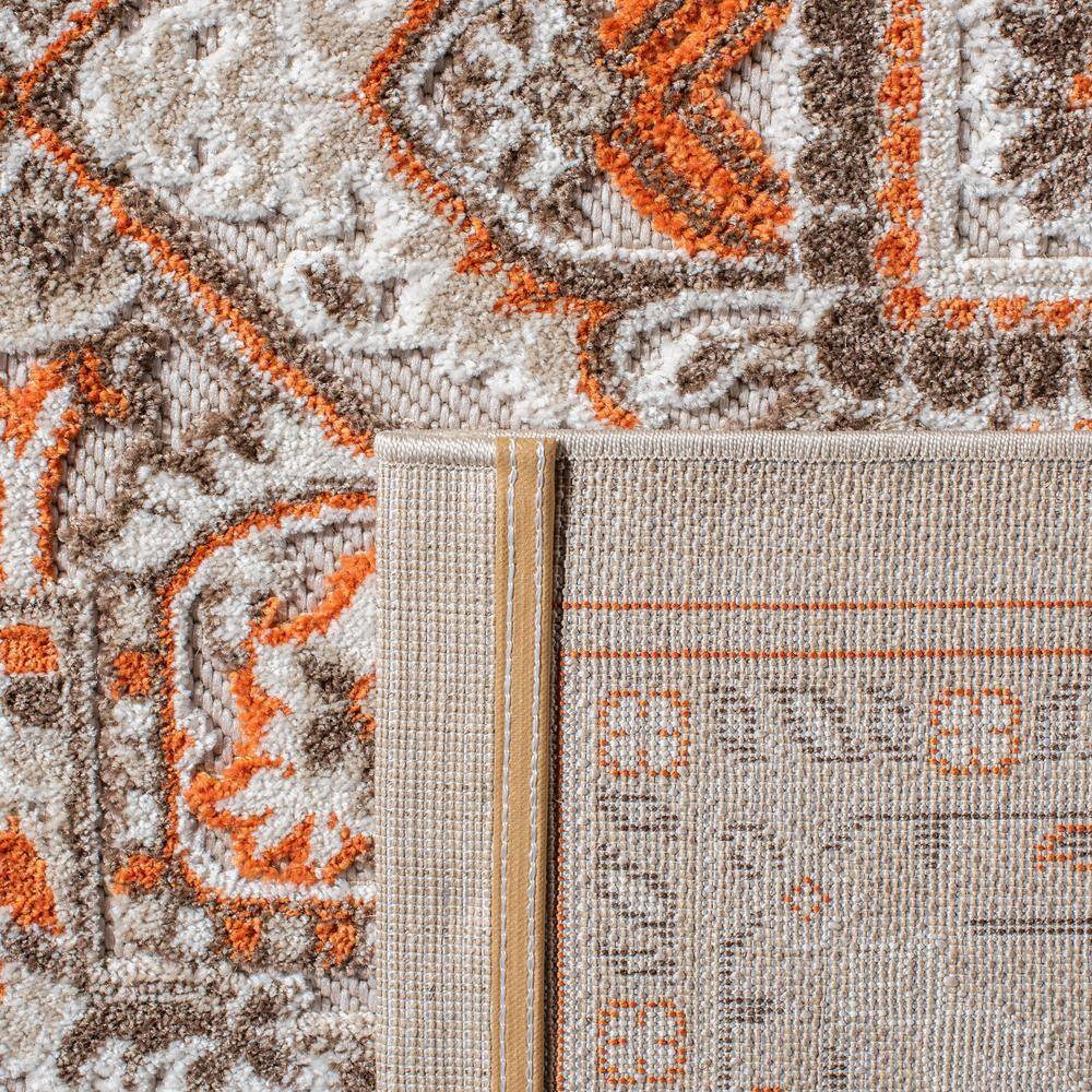 Beige and Orange Floral Synthetic Rectangular Area Rug 5'5" x 7'7"