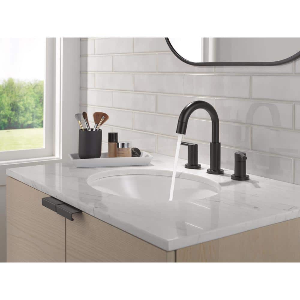 Matte Black Double Handle High Arc Widespread Bathroom Faucet