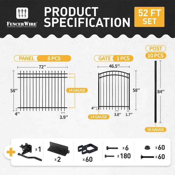 Freedom 10-ft x 5-ft Black Aluminum Driveway Gate