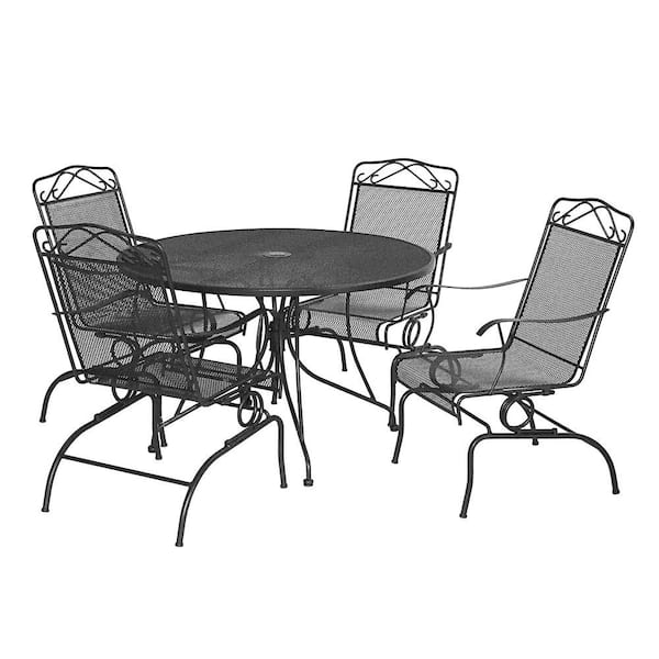 Unbranded Black Wrought Iron 5-Piece Action Patio Dining Set-DISCONTINUED
