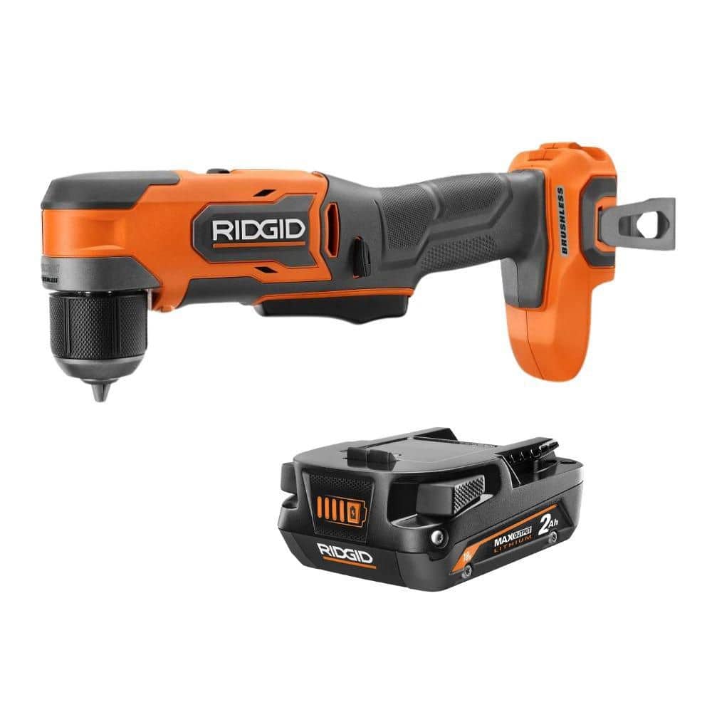 RIDGID 18V SubCompact Brushless Cordless 3/8 in. Right Angle Drill w/ 18V 2.0 Ah MAX Output Lithium-Ion Battery (R87701R840020)