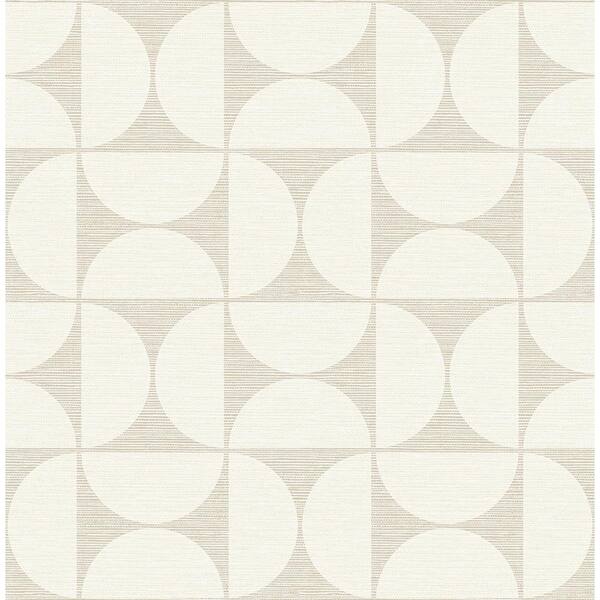 Brewster Deedee Beige Geometric Faux Grasscloth Beige Wallpaper Sample
