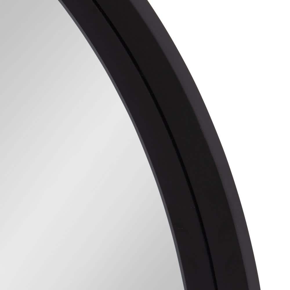 Travis 31.5" Black Round Wood Wall Mirror
