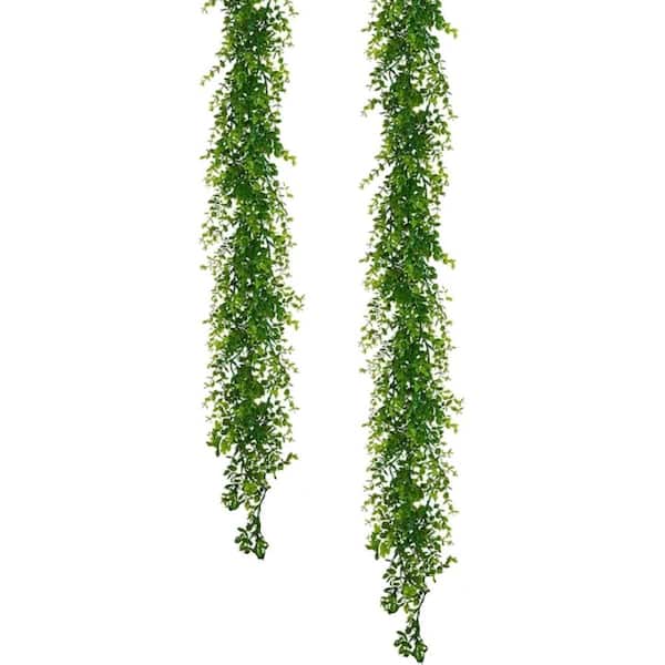 Green Smart Dekor 6 ft. Green Artificial Garland for Outdoor and Indoor Use, 2 Pieces