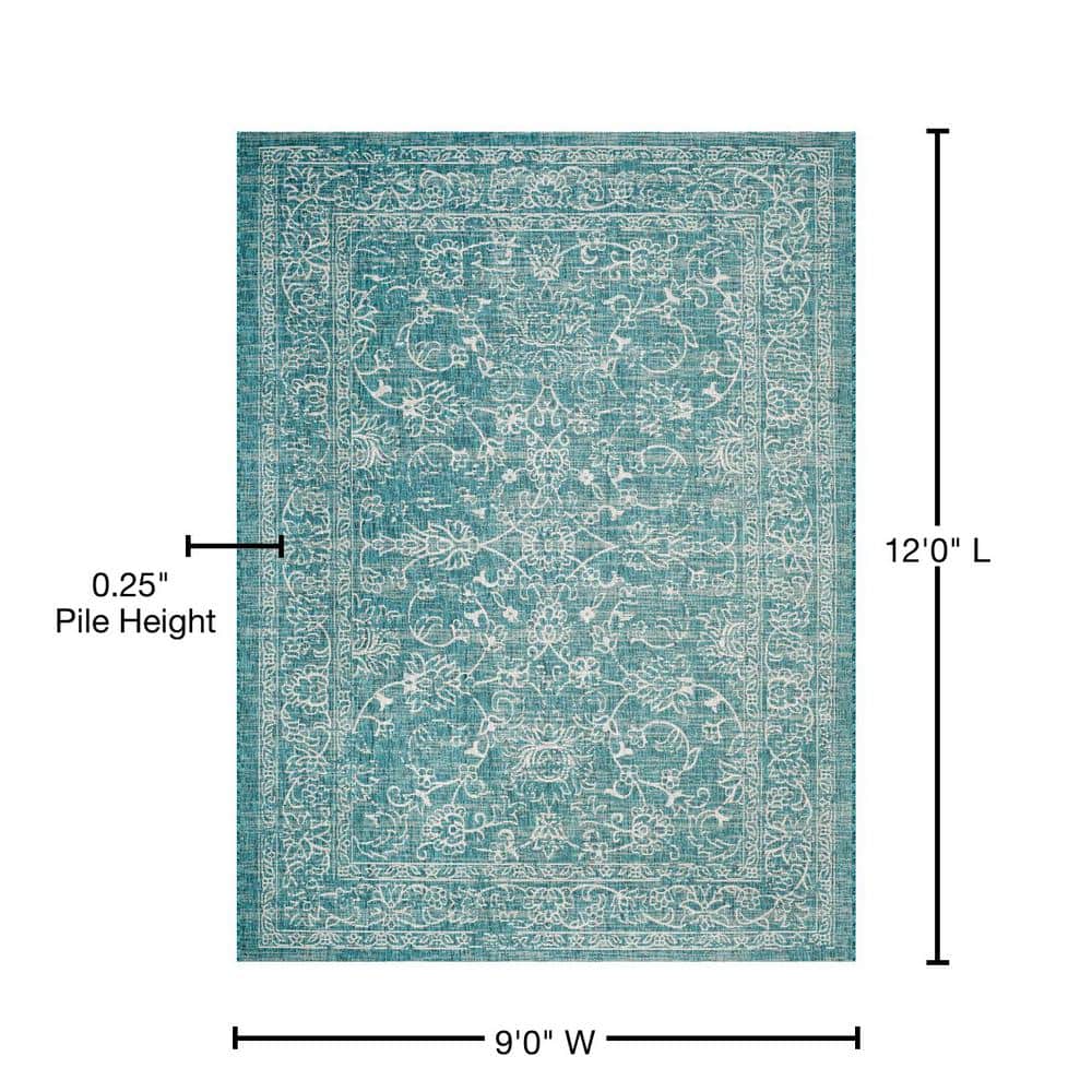 Turquoise Bliss 9' x 12' Flat Woven Synthetic Area Rug