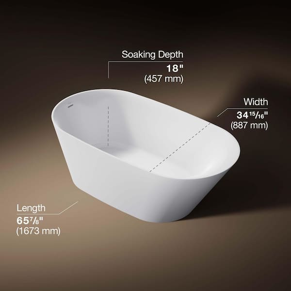 Brazn 66 in. x 35 in. Soaking Bathtub with Reversible Drain in White