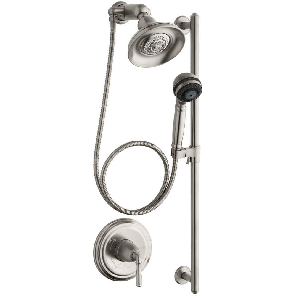 KOHLER Devonshire 3-Function Wall Bar Shower Kit in Brushed Nickel  K-10825-4-BN - The Home Depot