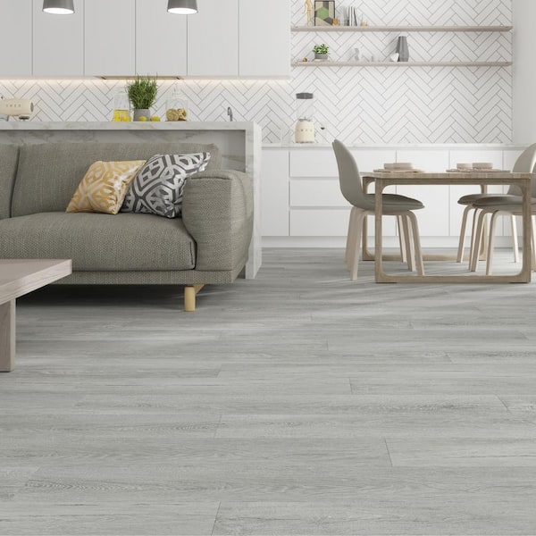 TruCore Grey 12 MIL x 7.3 in. W x 48 in. L Click Lock Waterproof Luxury Vinyl Plank Flooring (24.5 sqft/case)