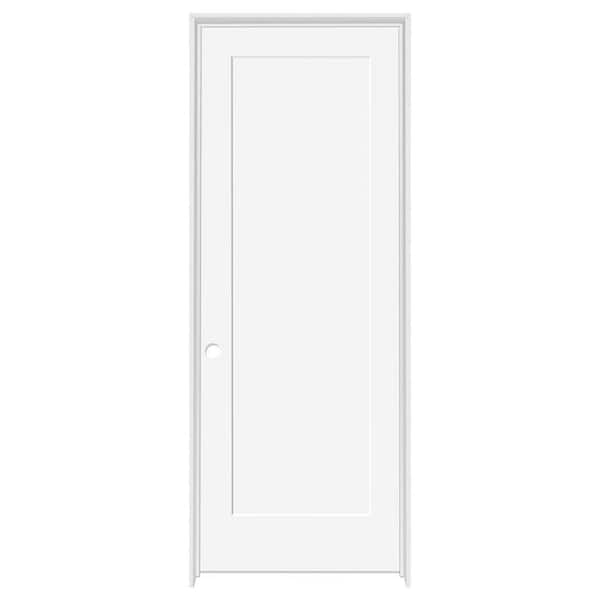Steves & Sons 24 in. x 80 in. 1-Panel White Primed Shaker Solid Core Wood Single Prehung Interior Door Right Hand with Bronze Hinges