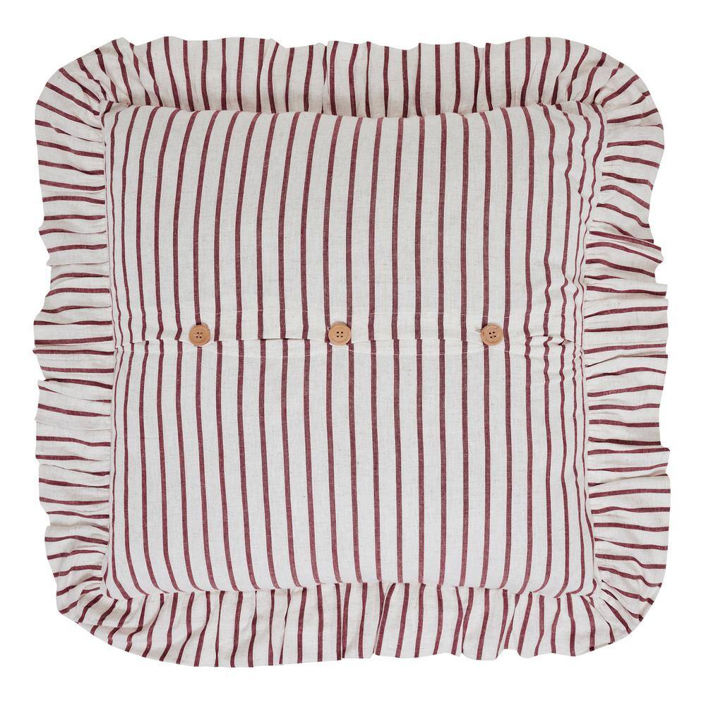 Red and Creme Striped Cotton Euro Sham with Ruffles