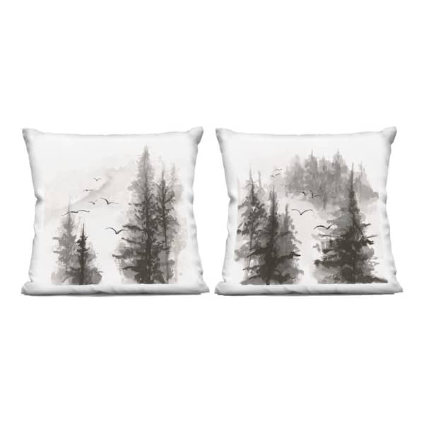 Free Flight Forest Gray Print Zipper Polyester 18 in. x 18 in. Throw Pillow Set of 2
