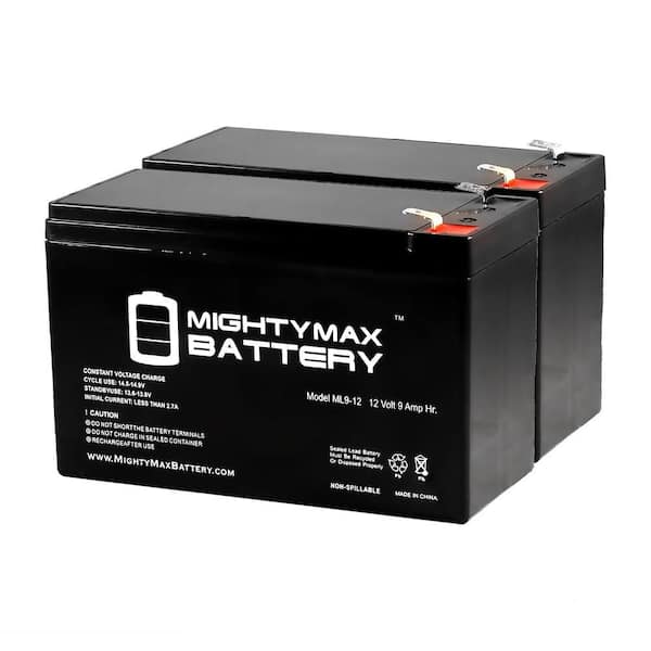 MIGHTY MAX BATTERY 12-Volt 9Ah SLA Replacement Battery Compatible with Liftmaster RSL12V Slide Gate Opener (2-Pack)