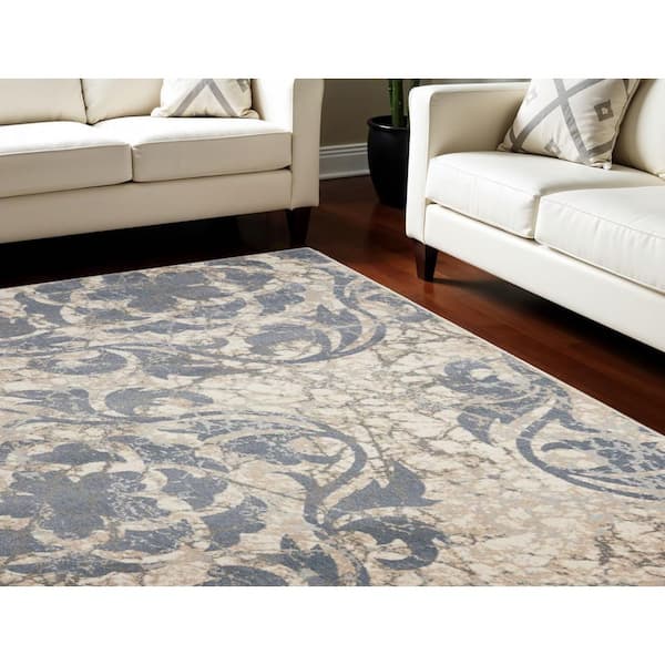 8 ft. x 11 ft. Multi-Colored Floral Distressed Non Skid Area Rug