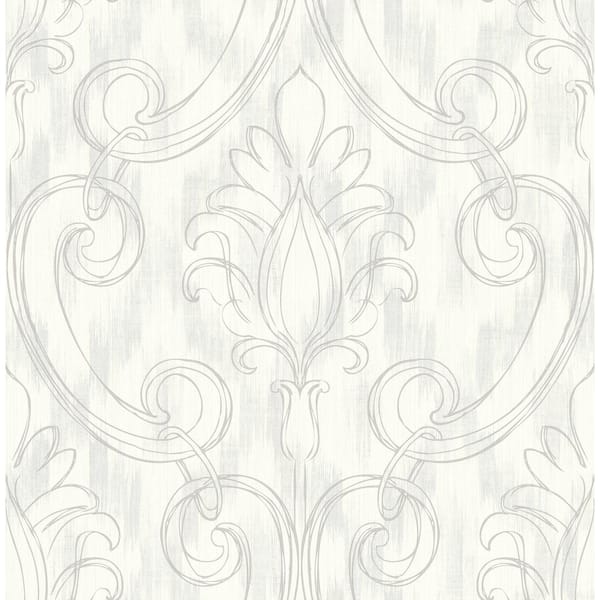 Seabrook Designs Pomerelle Damask Ivory & Grey Paper Strippable Roll (Covers 56.05 sq. ft.)