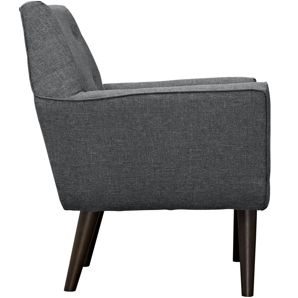Mid-Century Modern Gray Upholstered Accent Chair with Wood Legs