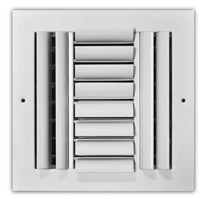8 in. x 8 in. 4-Way Aluminum Adjustable Curved Blade Wall/Ceiling Register in White