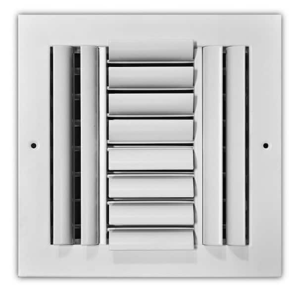 Everbilt 8 in. x 8 in. 4-Way Aluminum Adjustable Curved Blade Wall/Ceiling Register in White