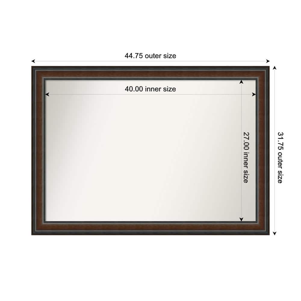 Cyprus Walnut 44.75 in. x 31.75 in. Custom Non-Beveled Wood Framed Bathroom Vantiy Wall Mirror price history on PriceWatchPro