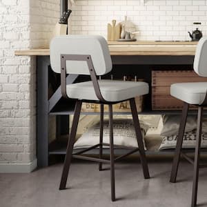 Clarkson 26 in. Pale Grey Polyester / Dark Brown Metal Swivel Counter Stool