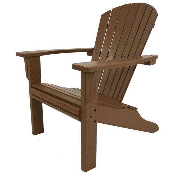 POLYWOOD Seashell Teak Plastic Patio Adirondack Chair