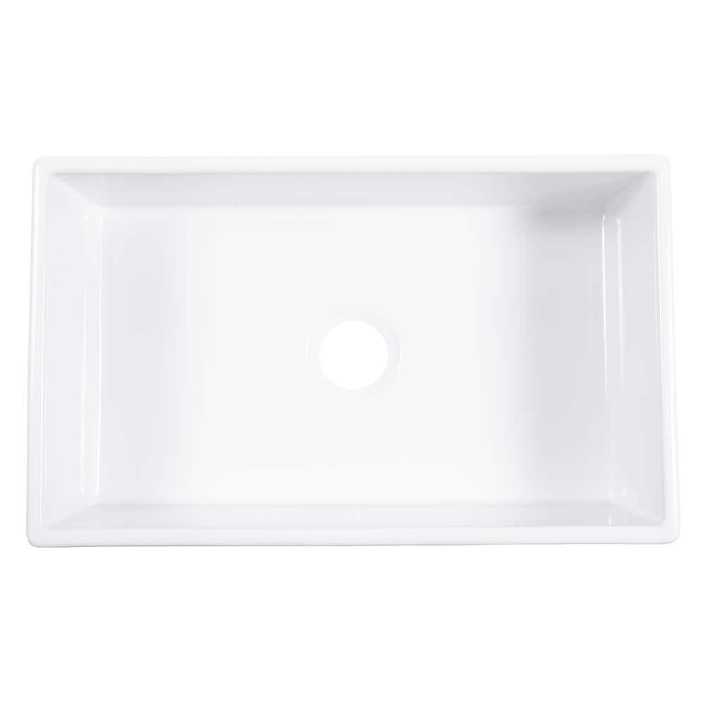 Turner White Fireclay 30" Single Bowl Farmhouse Kitchen Sink with Stainless Steel Faucet