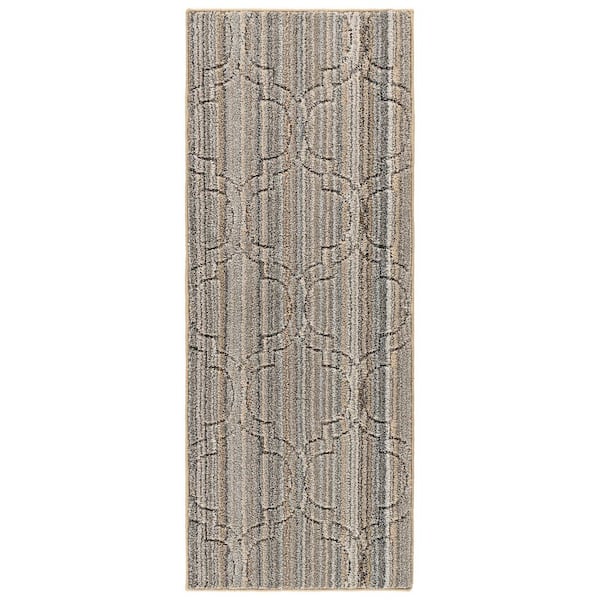 Studio Plush Silhouette 2 ft. x 8 ft. Tan/Gray Modern Abstract Area Rug