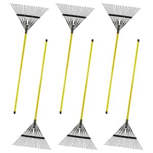 Heavy-Duty 54 in. 24-Tine Leaf Rake with Classic Fiberglass Handle (6-Pack)