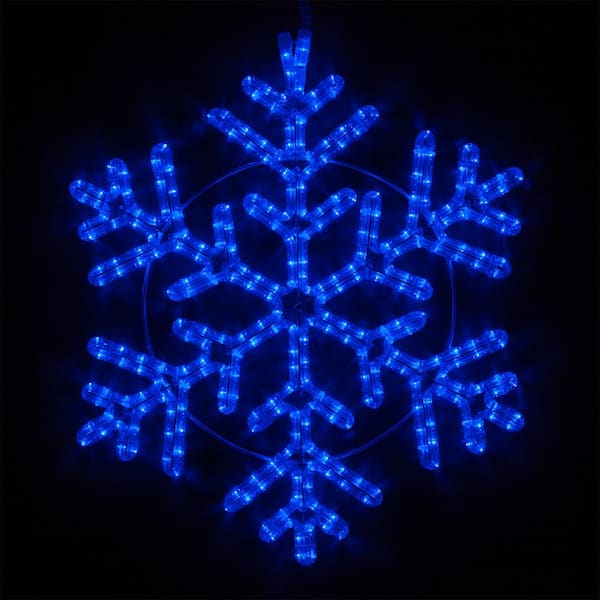 Wintergreen Lighting 24 in. 314-Light LED Blue Hanging Snowflake Decor  73443 - The Home Depot