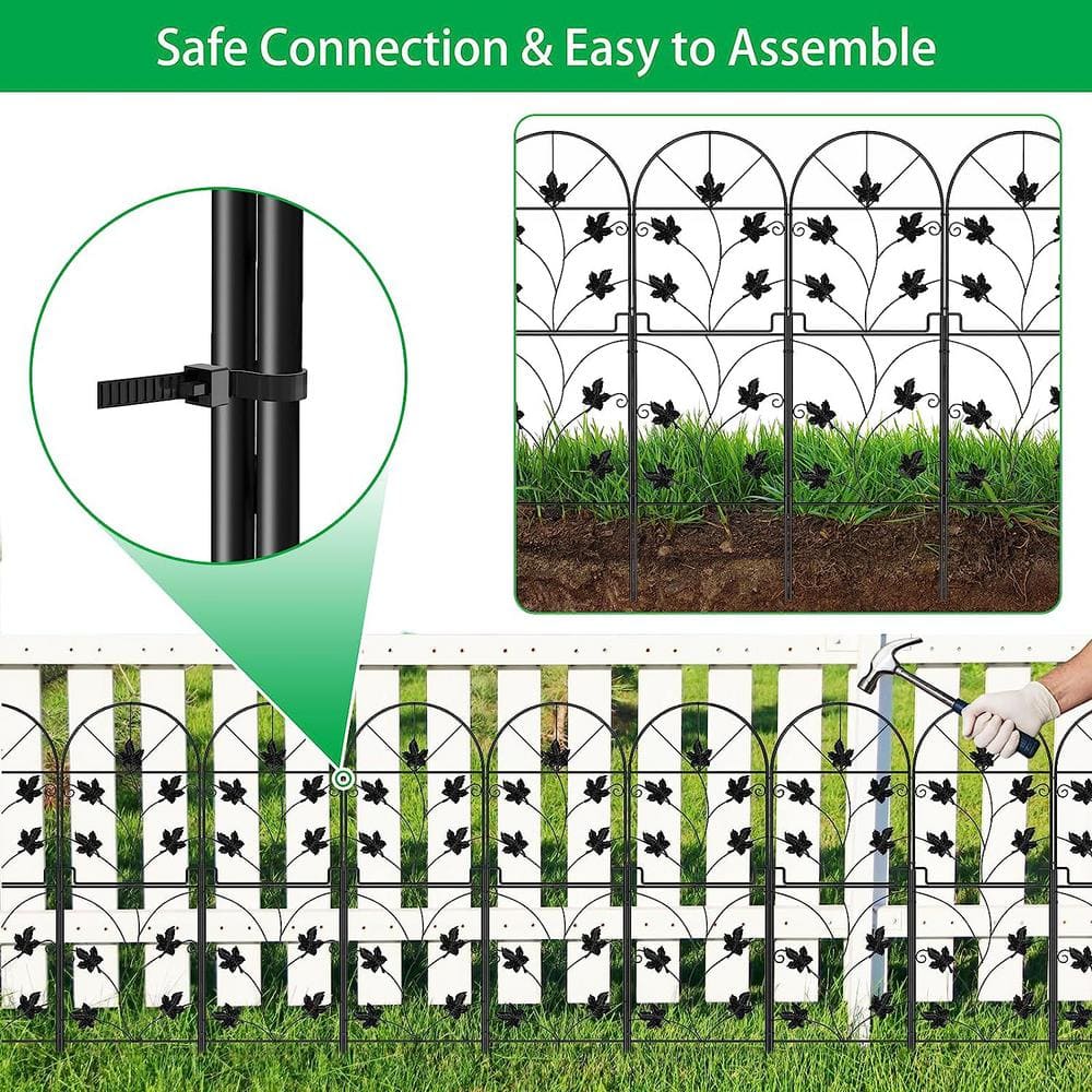 Black Metal Decorative Garden Border Fence Panels