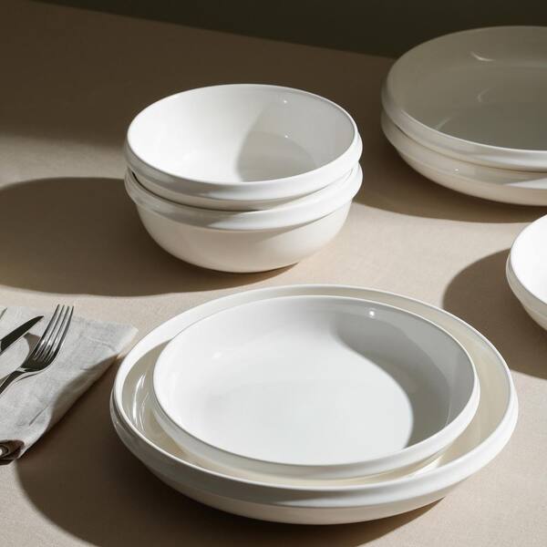Verso Porcelain Dinnerware Set - White, 4