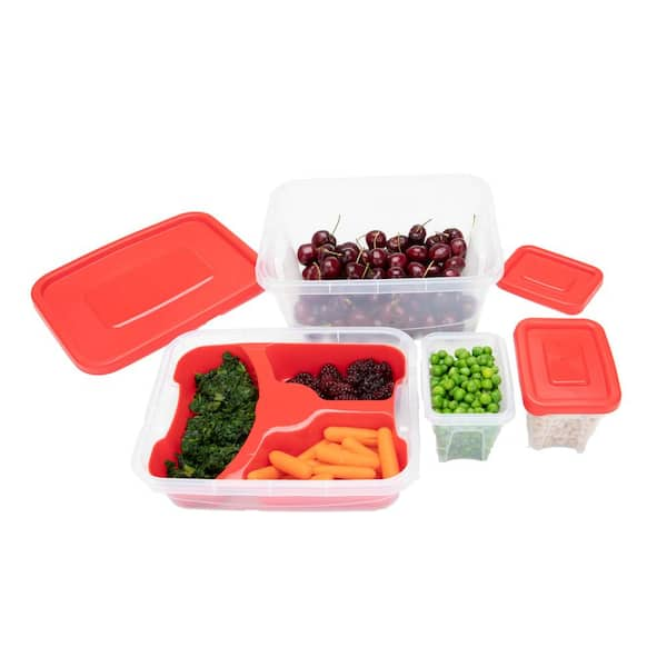 Mind Reader 42-Piece Plastic Meal Prep Food Storage Set STANSET5-RED - The  Home Depot