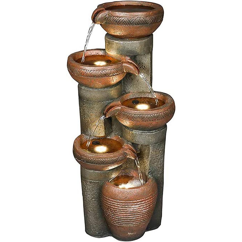 40 in. Tall Outdoor Garden Water Fountain 5-Tier Water Features with ...